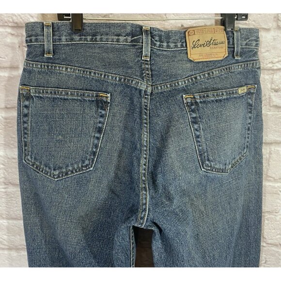 Vintage Levi Strauss Signature Straight Fit Jeans 36X34 Medium Blue Denim Cotton - Picture 5 of 11